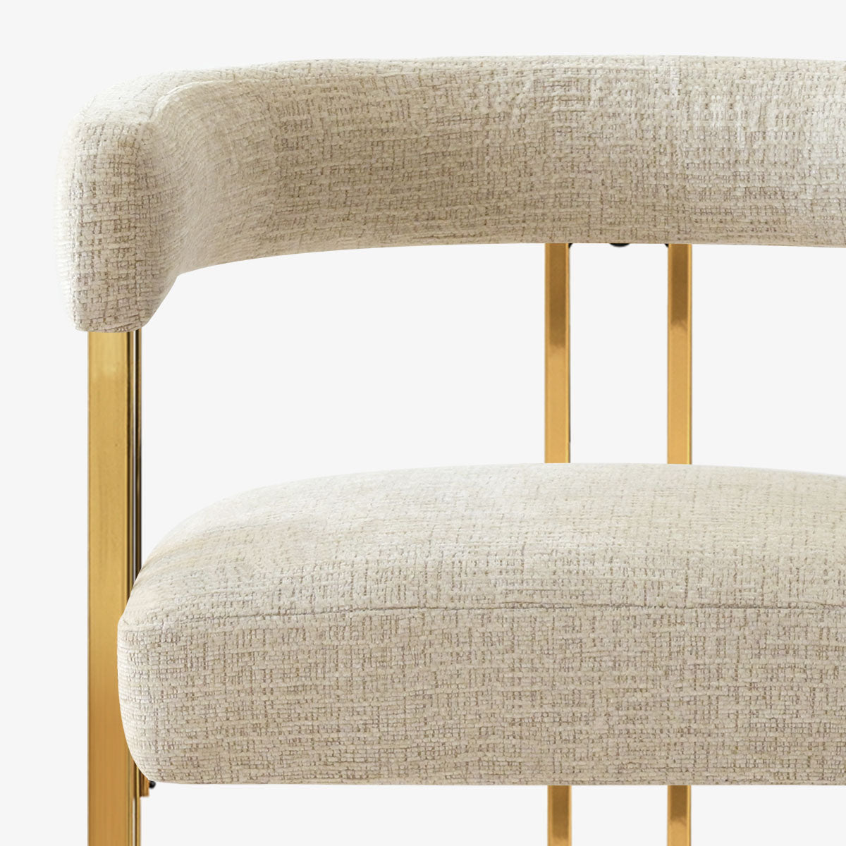 Mia 24" Modern Gold Chenille Counter Stool with Arms (Set of 2)