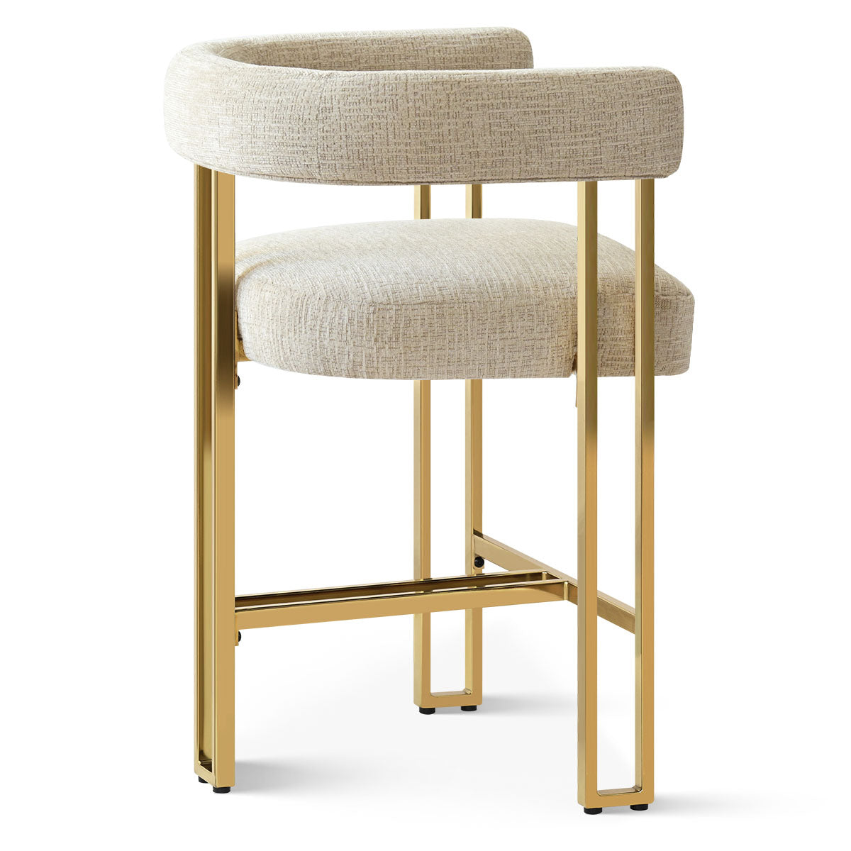 Mia 24" Modern Gold Chenille Counter Stool with Arms (Set of 2)