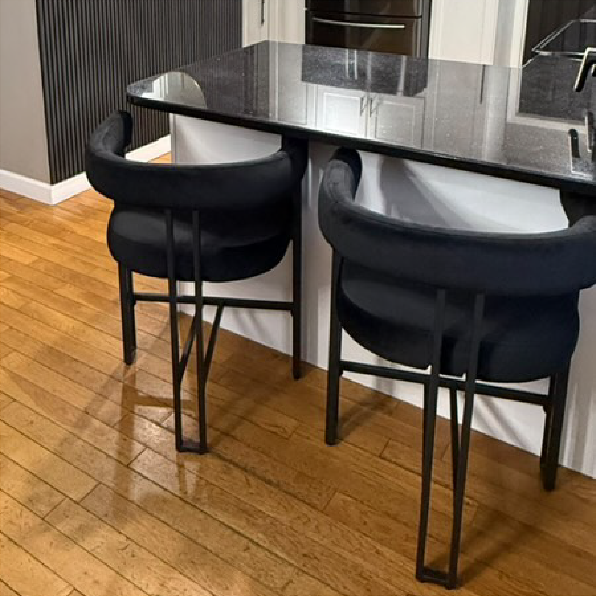 Mia 24" Modern Velvet Counter Stool with Arms (Set of 2)