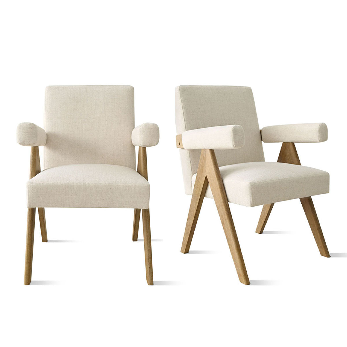 Morgan Mid Century Modern Upholstered Dining Chair with Arms (Set of 2)