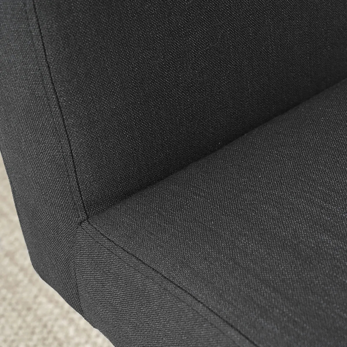 Close-up detail of Morgan Mid-Century Boucle Upholstered Dining Chair fabric and stitching.