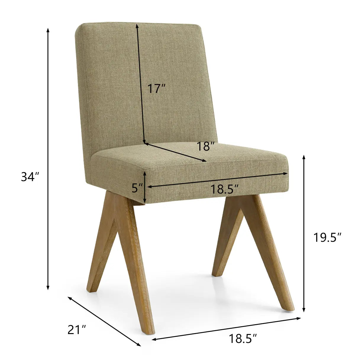 Morgan Mid-Century Boucle Upholstered Dining Chair dimensions, featuring wooden legs and modern design.