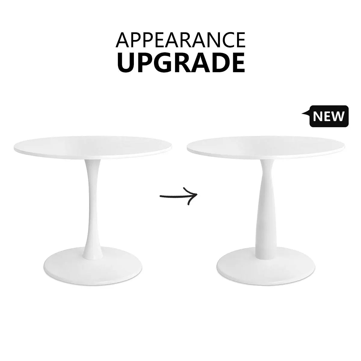 Haven Modern White Round Dining Table upgrade with sleek design enhancement, bright contemporary look.