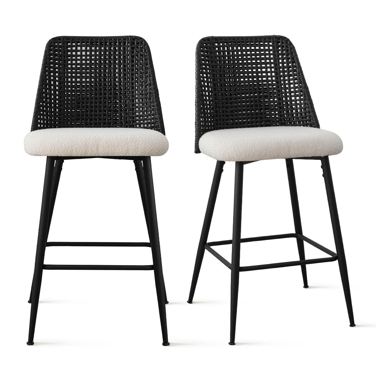 Nice 27" Rattan Upholstered Counter Stool (Set of 2)