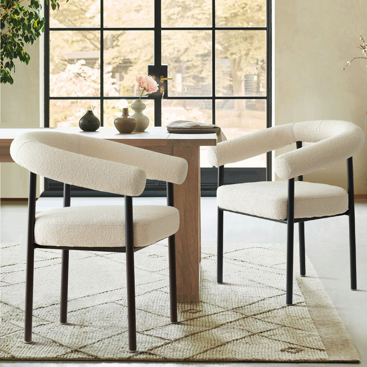 New York Modern Boucle Upholstered Dining Chair (Set of 2)