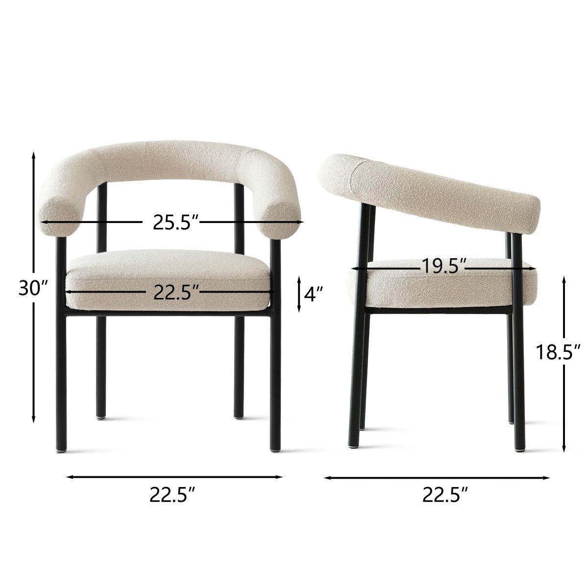 New York Modern Boucle Upholstered Dining Chair (Set of 2)