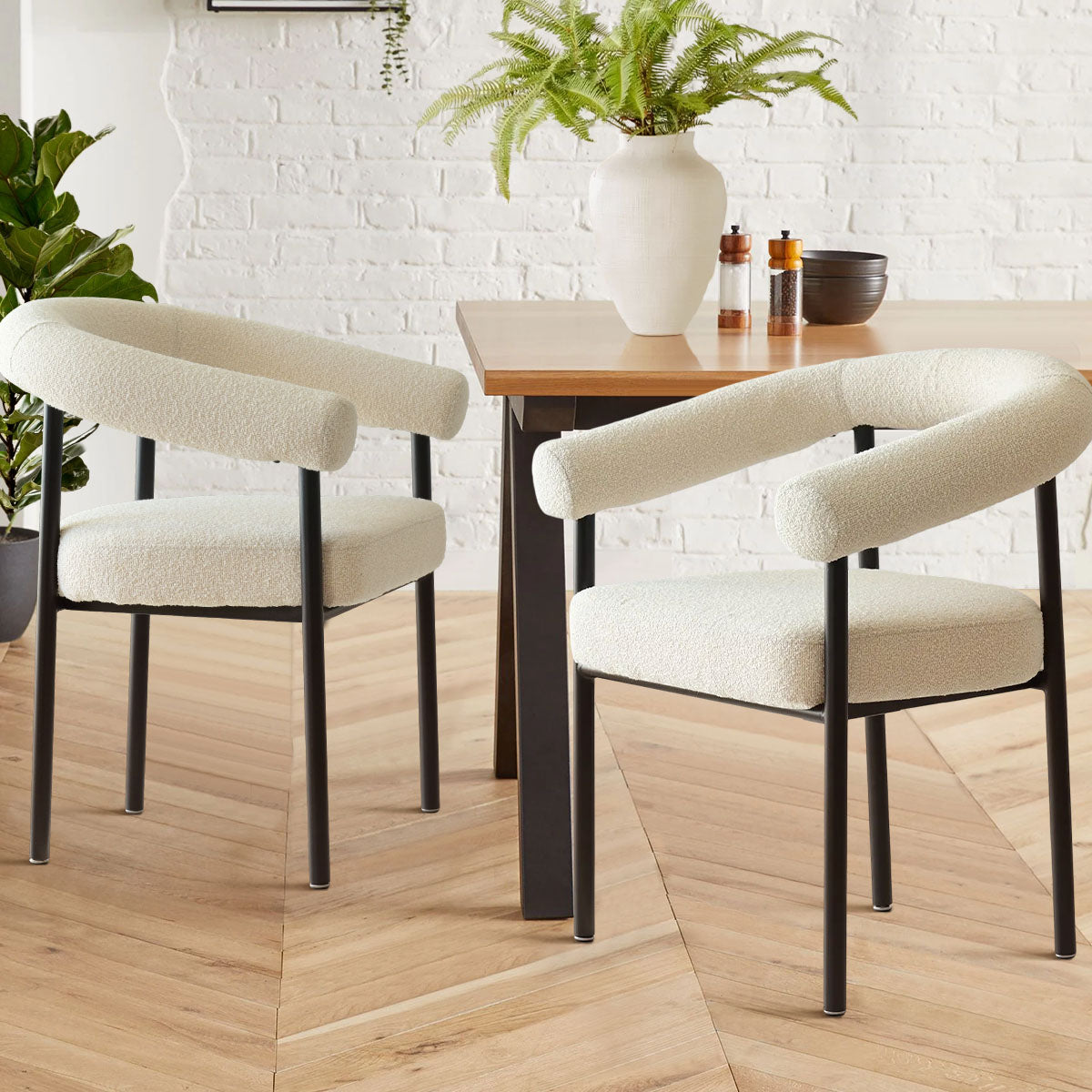 New York Modern Boucle Upholstered Dining Chair (Set of 2)