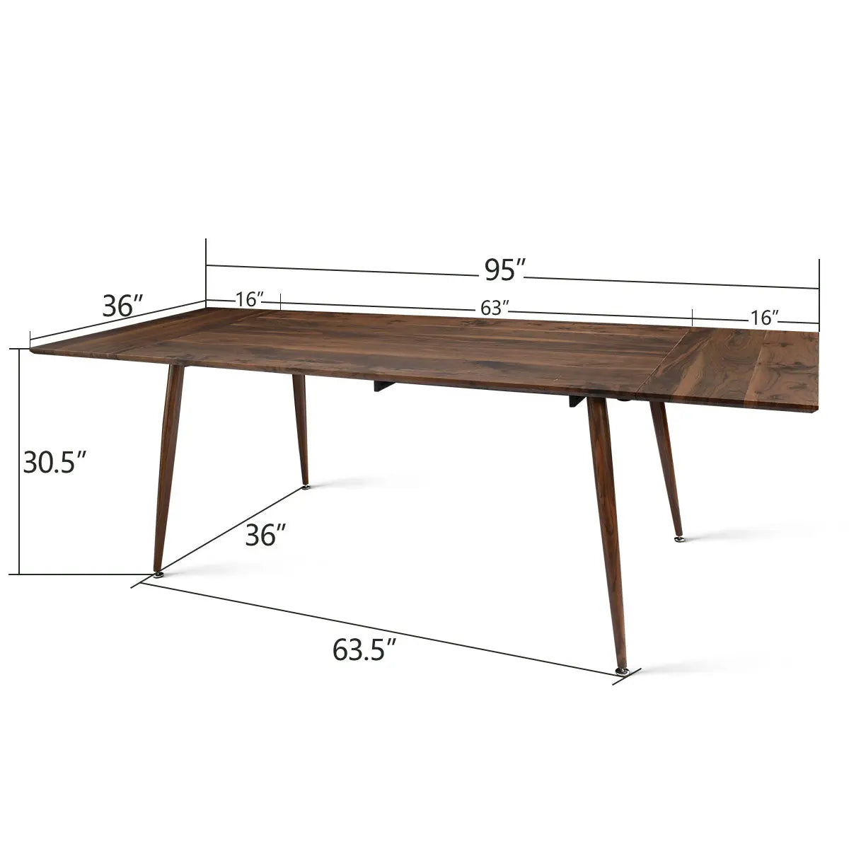 Odense Extendable Dining Table dimensions, rectangular wooden design, perfect for modern dining rooms.