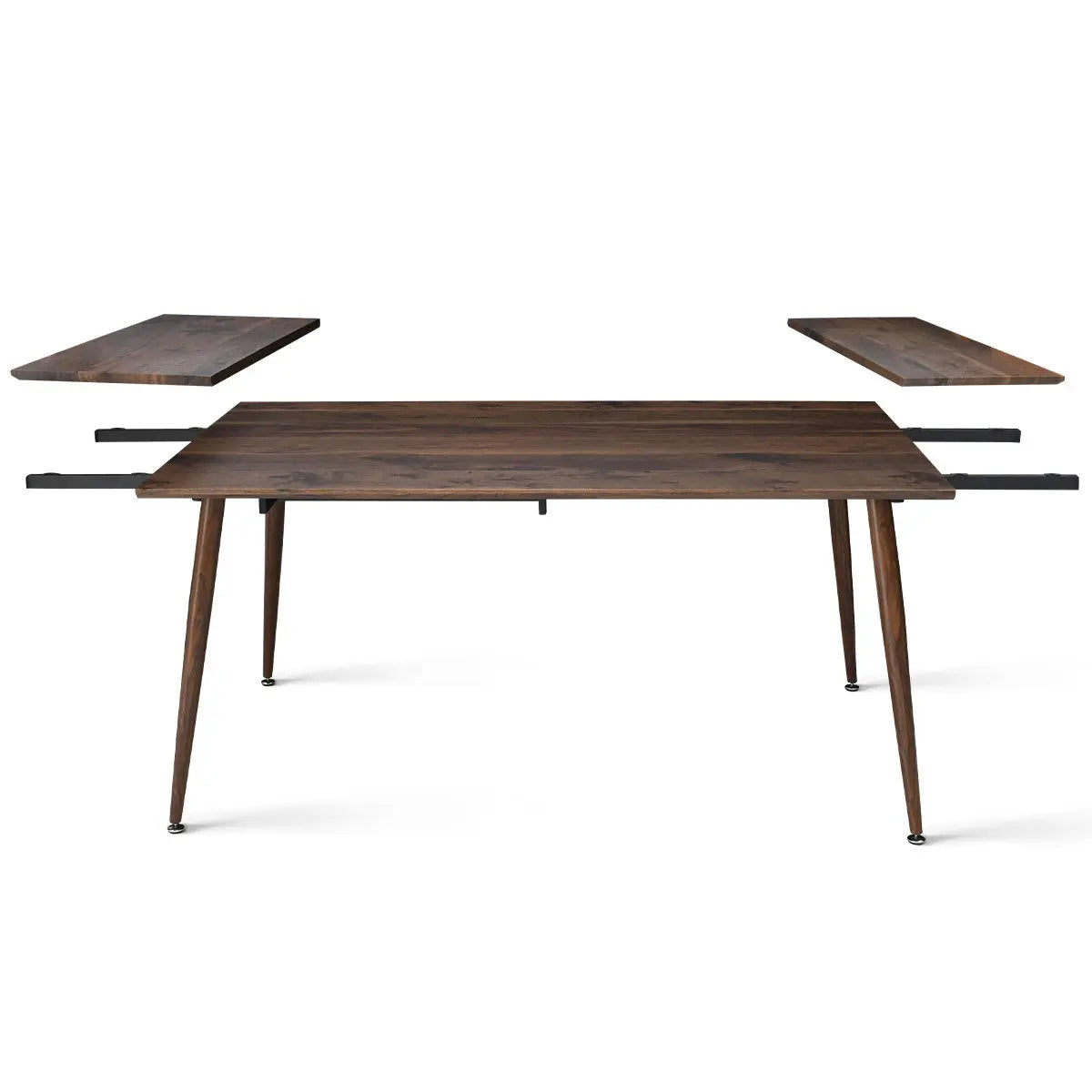 Odense extendable rectangular dining table with mid-century legs, no background details visible.