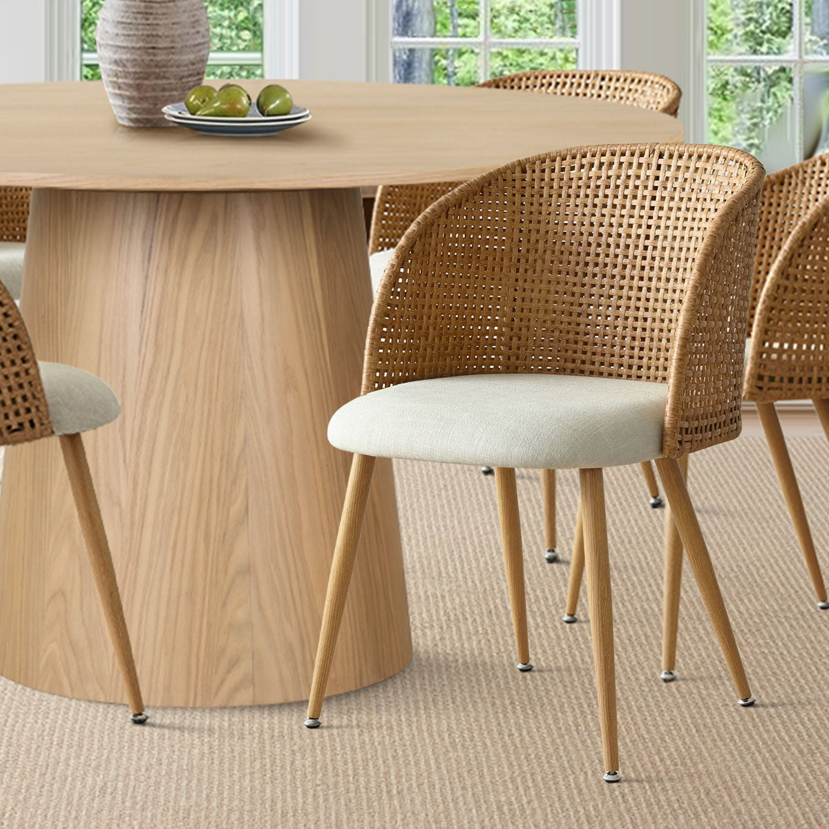 Grasse Rattan Upholstered Dining Chair (Set of 4)