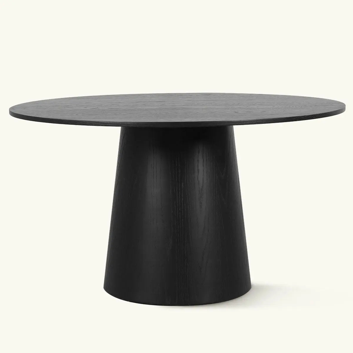 Orchid Solid Oak Wood Round Pedestal Dining Table in minimalist design against neutral background.