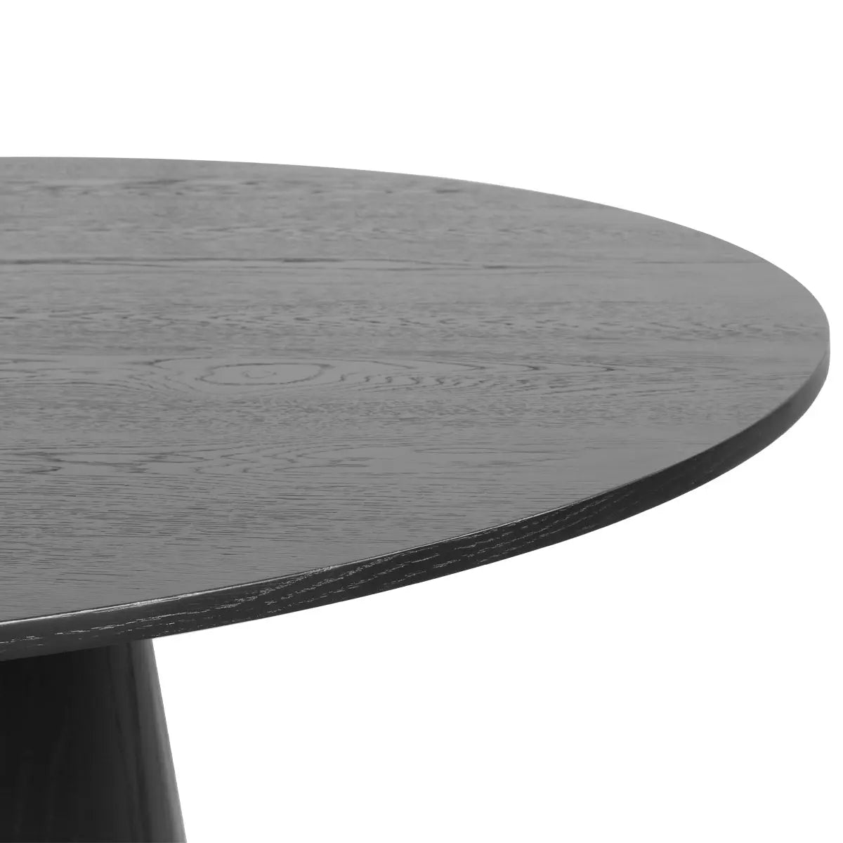 Close-up of Orchid Solid Oak Wood Round Pedestal Dining Table, showcasing natural grain and texture.