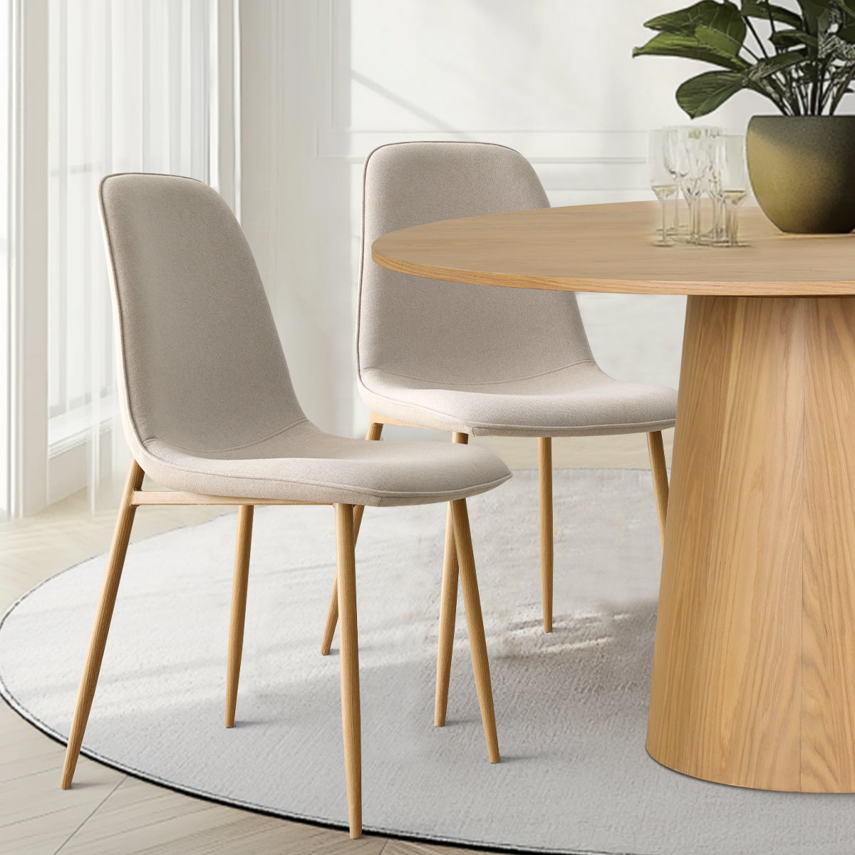 Orchid & Oslo 60" Solid Oak Round Dining Table Set for 8 (9-Piece)