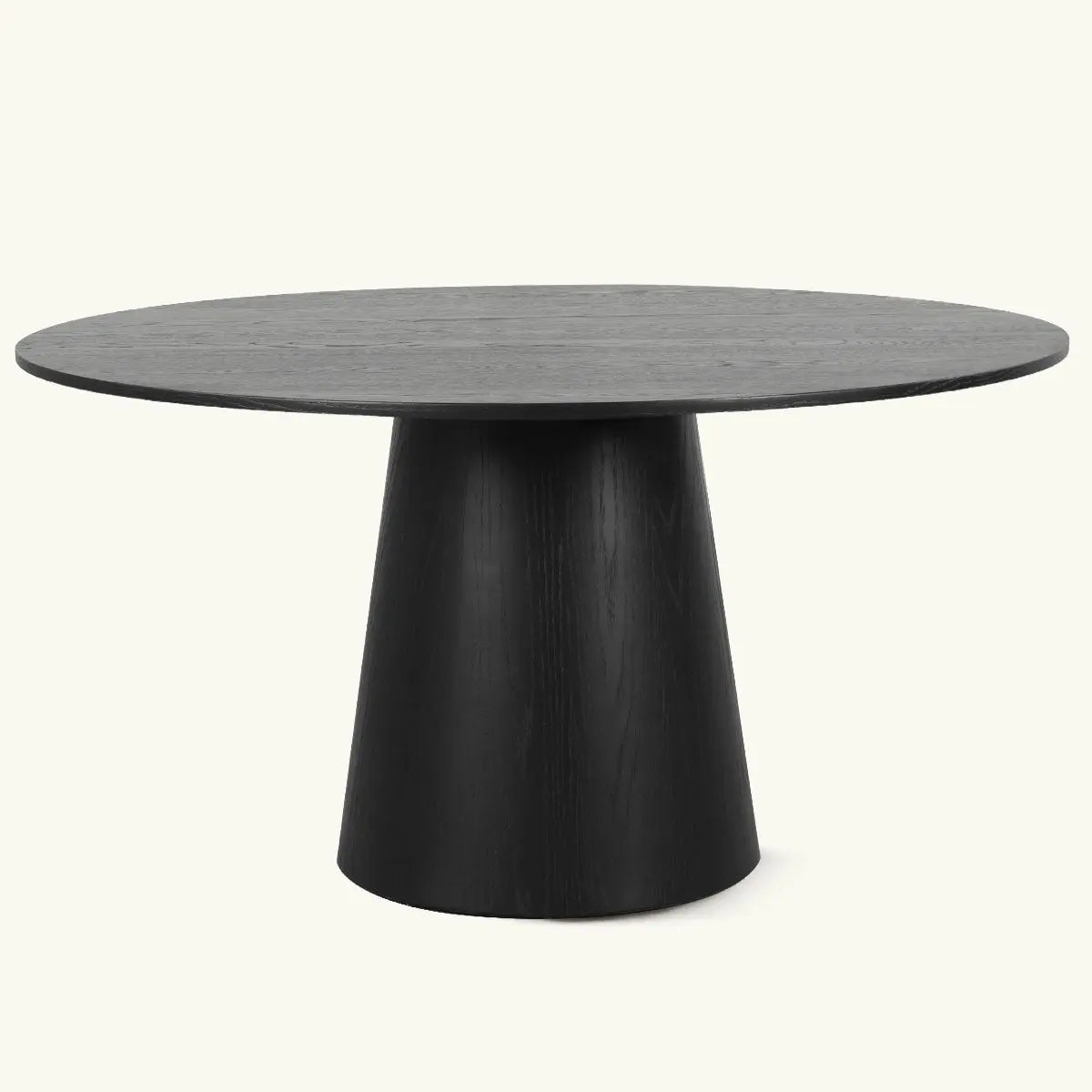 Orchid Oak Round Pedestal Dining Table in black finish, sleek design, modern dining room furniture.