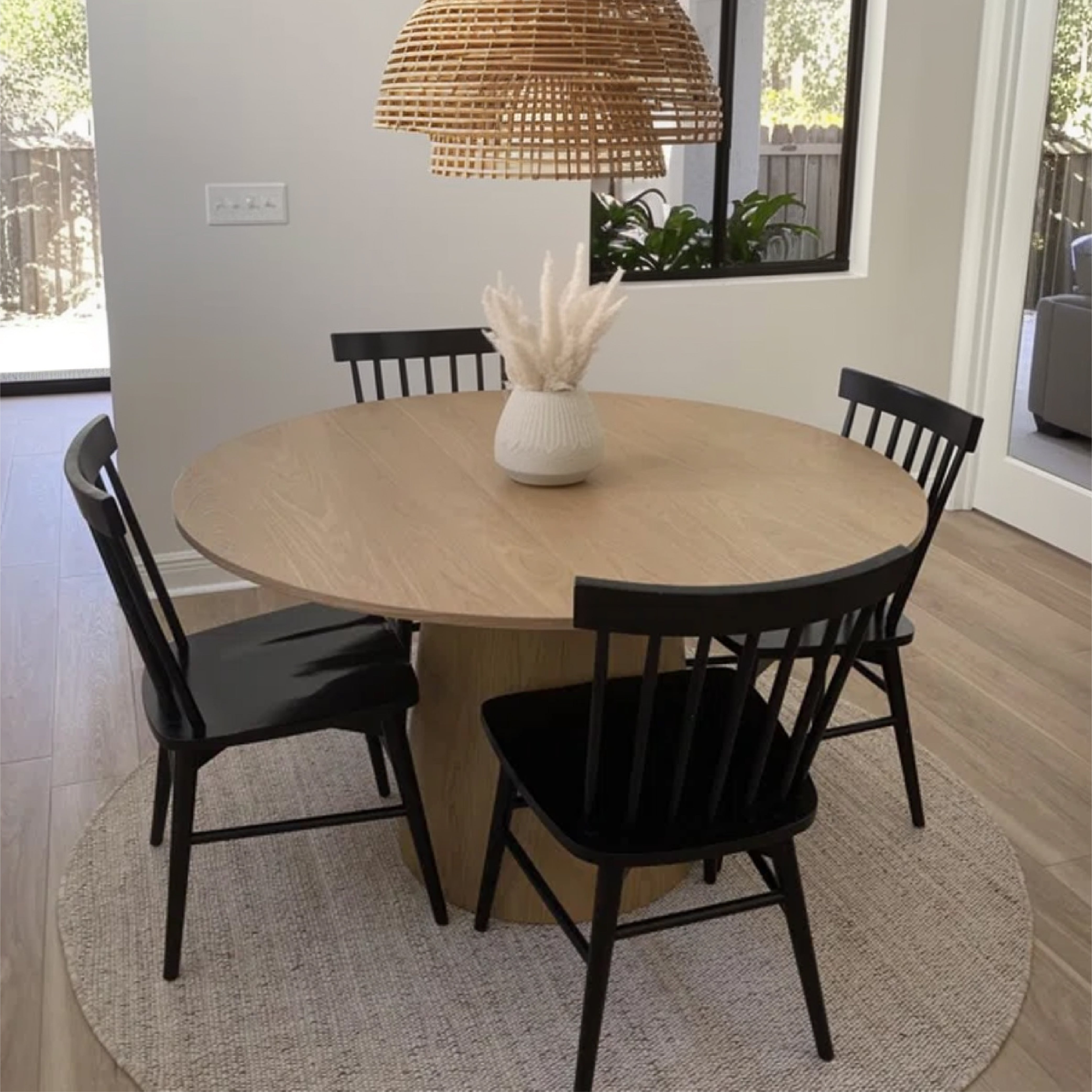 Orchid 52" Solid Oak Wood Round Pedestal Dining Table