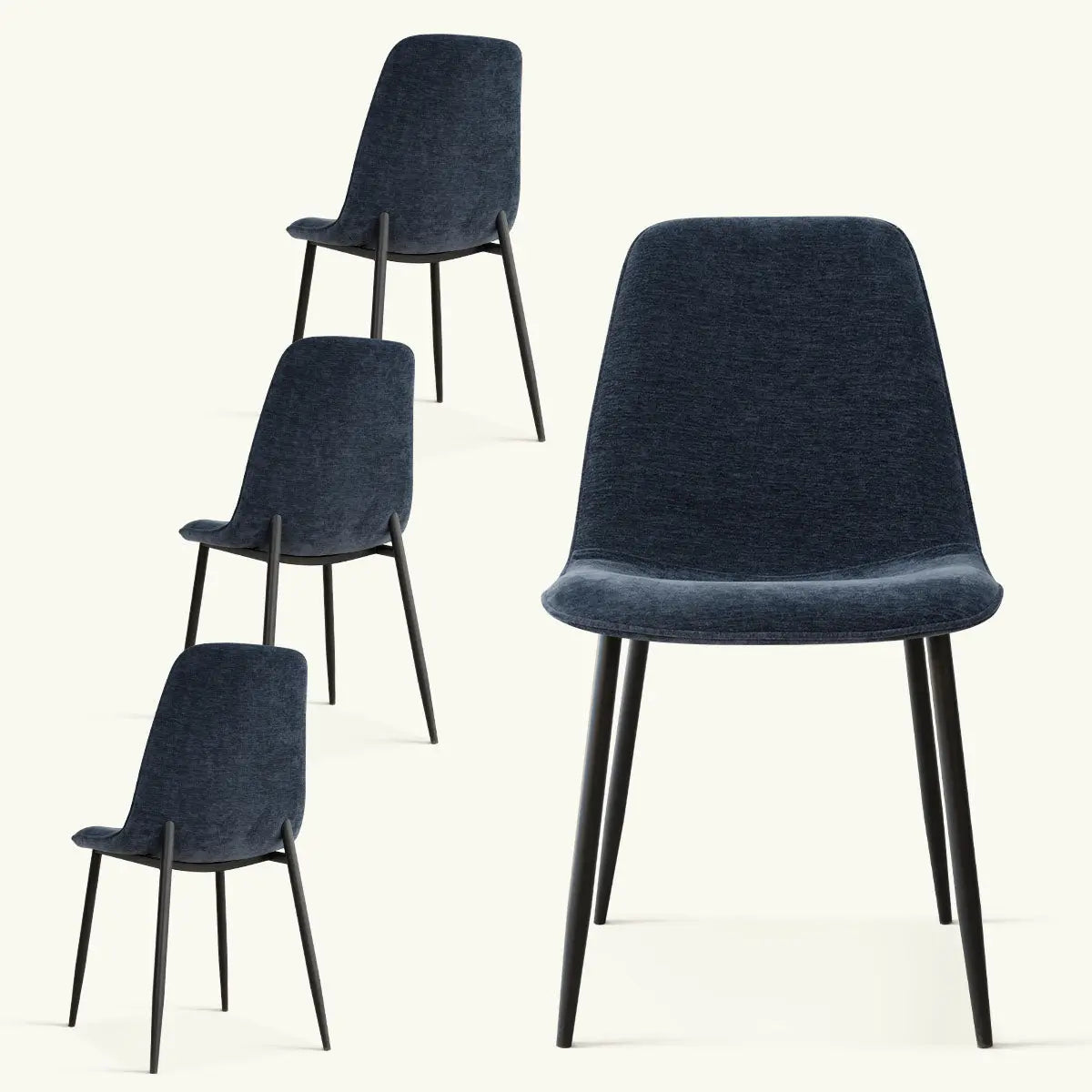 Oslo Modern dining chair with metal legs showcasing sleek design and dark upholstery.