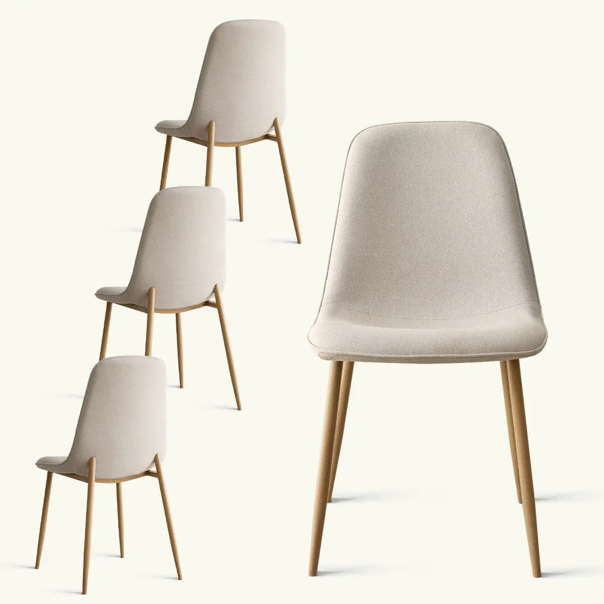 Oslo Modern Chenille Dining Chair with Oak Legs, contemporary design, beige upholstery.