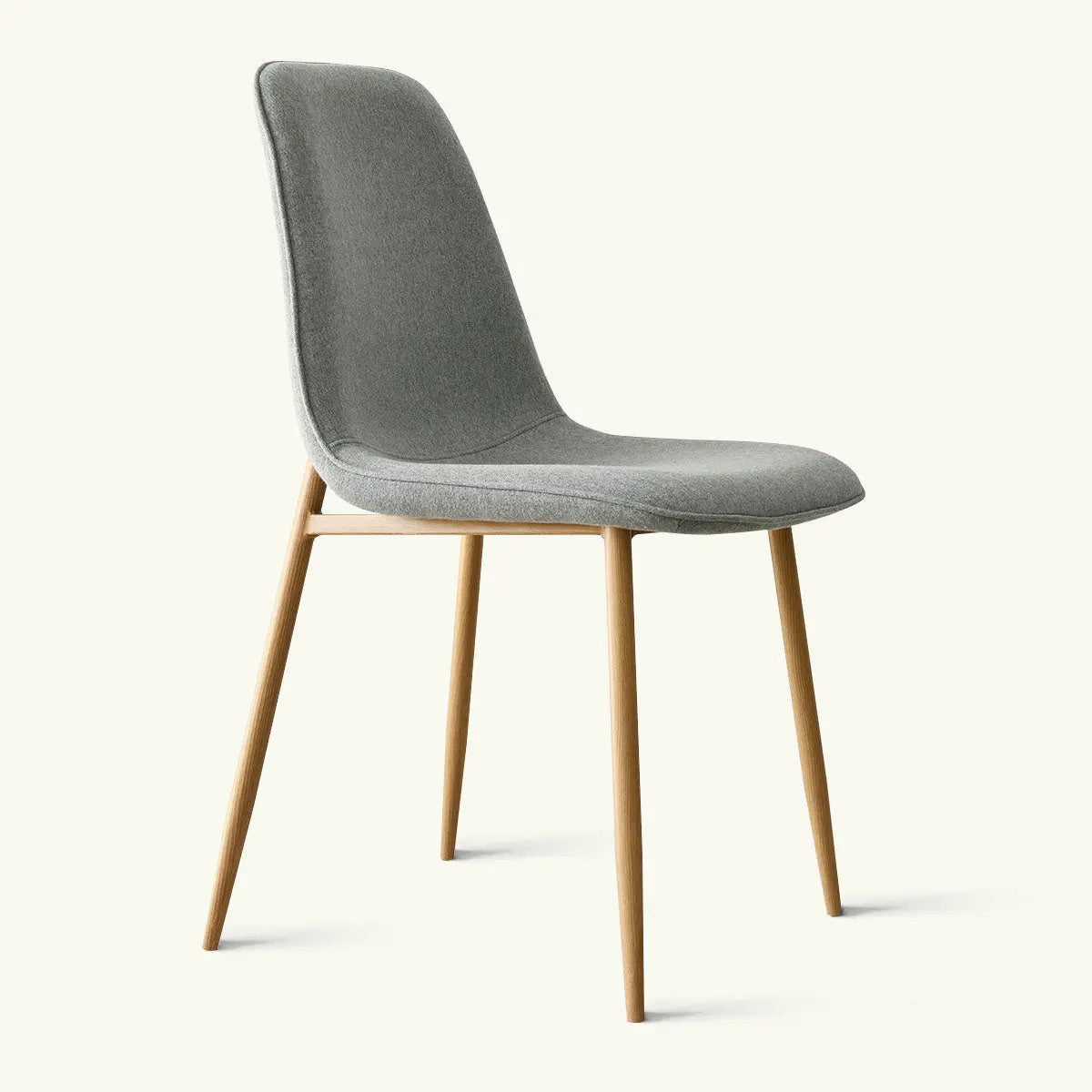 Oslo Modern Chenille Dining Chair with oak legs, minimalist design, light background, upholstered seat.