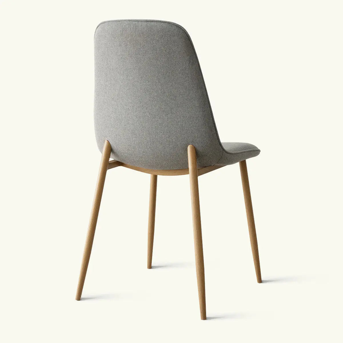 Gray Oslo Chenille Dining Chair with Oak Legs, minimalist design, modern dining room furniture.