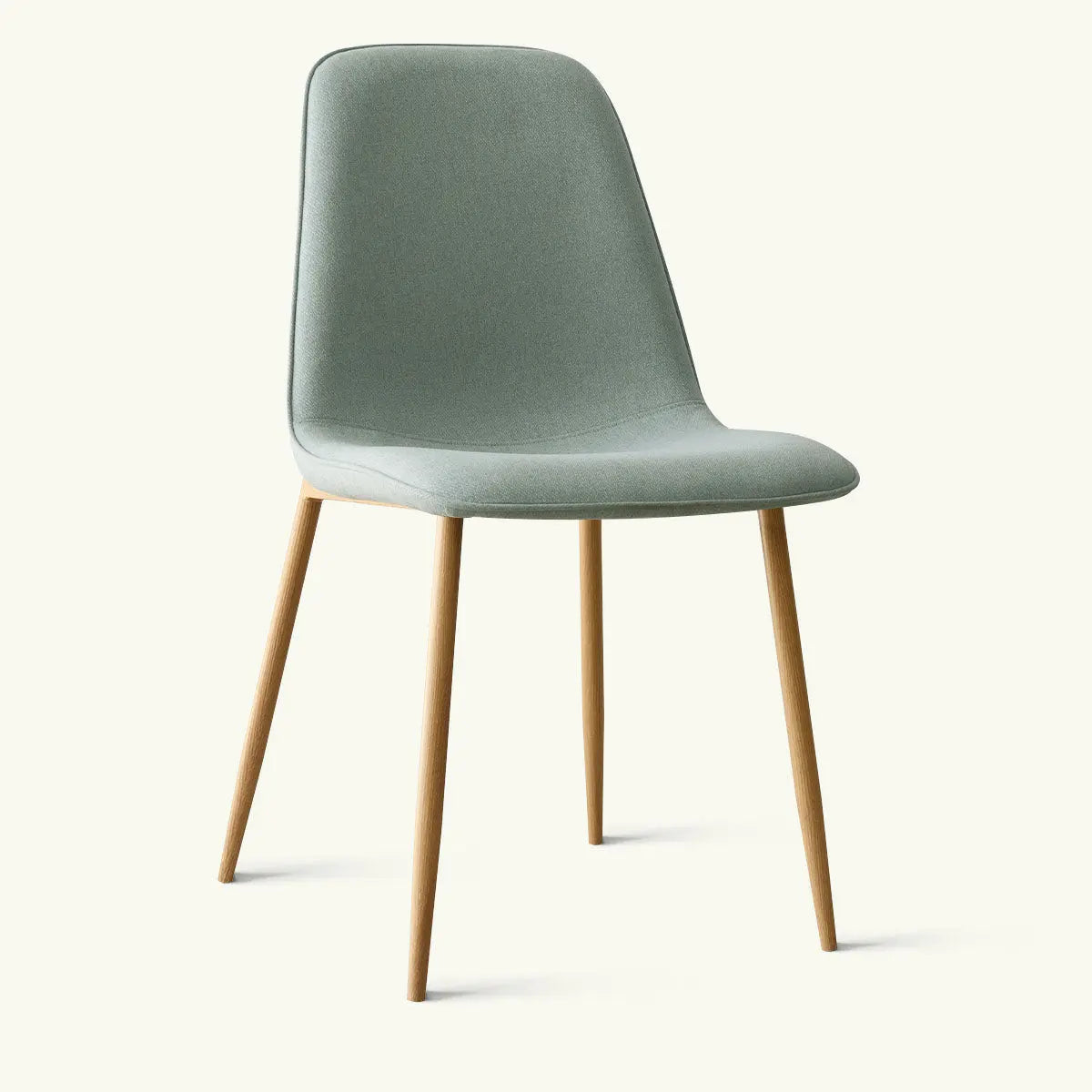 Oslo Modern Chenille Upholstered Dining Chair with Oak Legs, gray fabric, minimalist design.