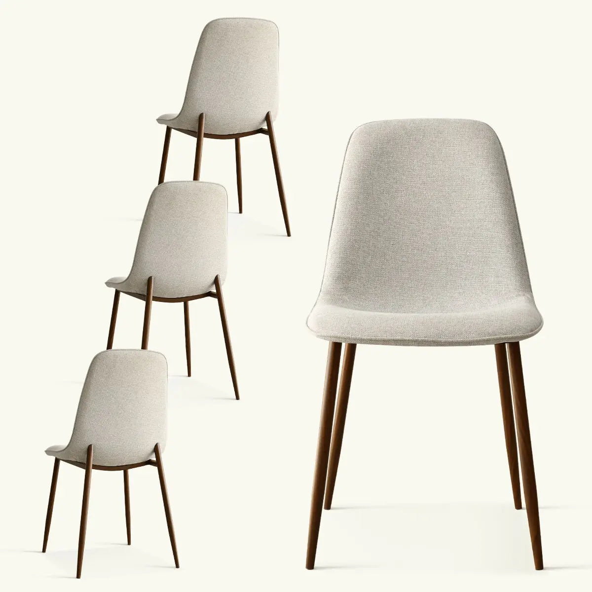 Oslo Modern Upholstered Dining Chair with Walnut Legs, contemporary design, ideal for dining rooms.