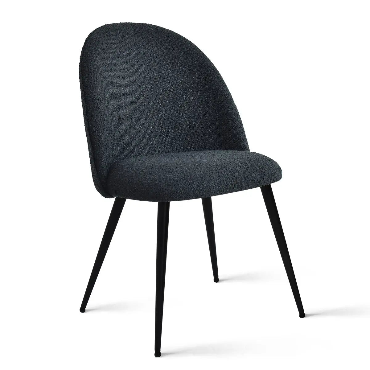 Rhon Modern Boucle Upholstered Dining Chair, black legs, sleek design, modern furniture piece.