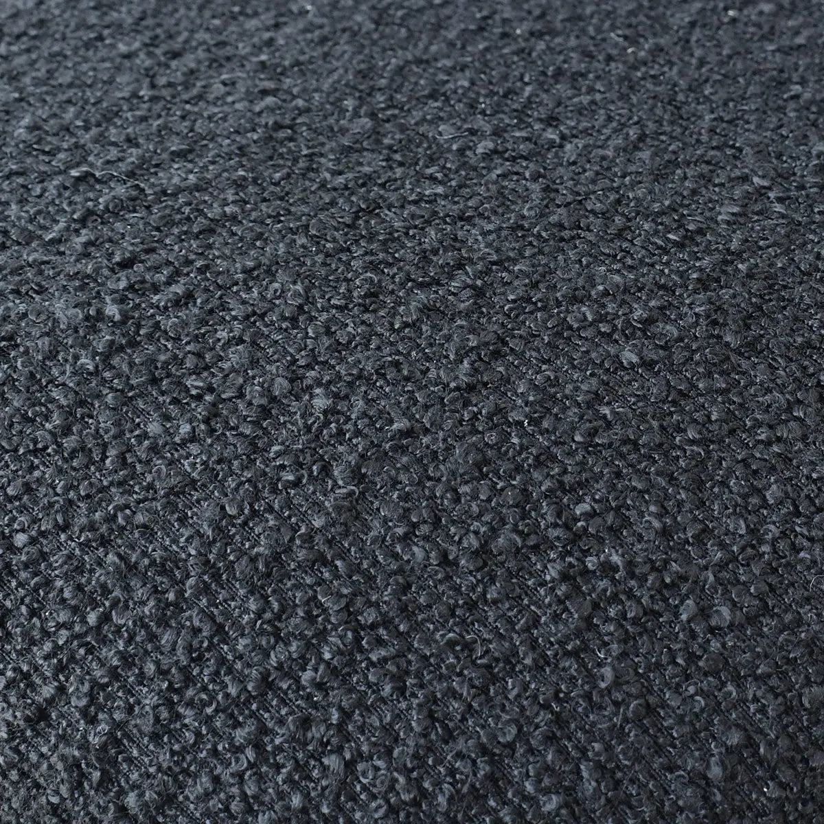 Close-up texture of Rhon Modern Boucle Upholstered Dining Chair fabric, dark boucle pattern detail.