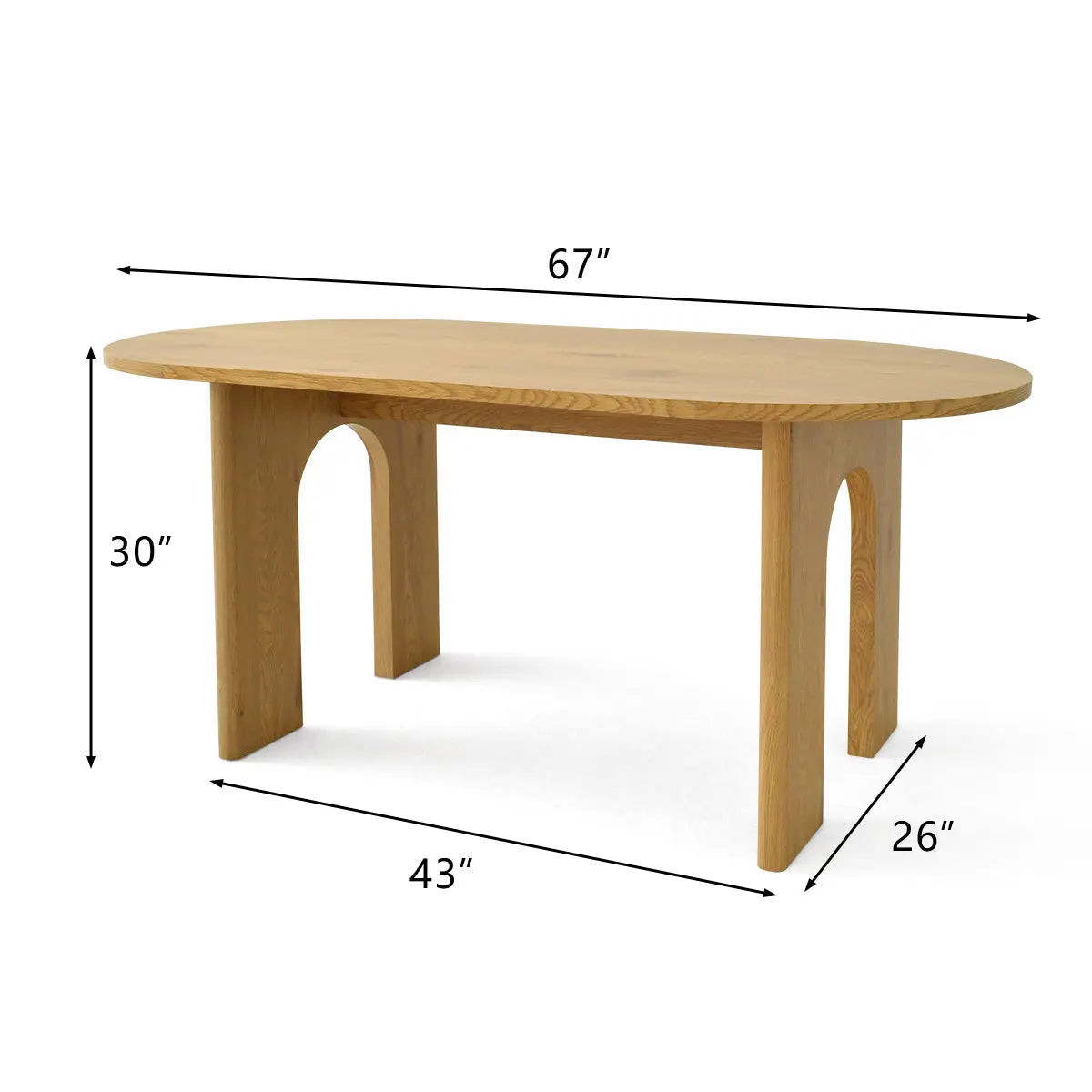 Roma Modern Oval Dining Table with dimensions; minimalist dining furniture, wooden finish, elegant design.