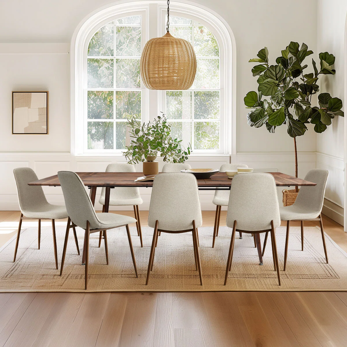 Odense & oslo 95" Modern Rectangle Dining Table Set for 8 (9-Piece)