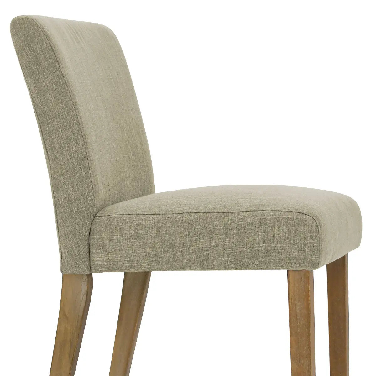 Serta North Upholstered Dining Chair with wooden legs, beige fabric, side view, no dimensions visible.