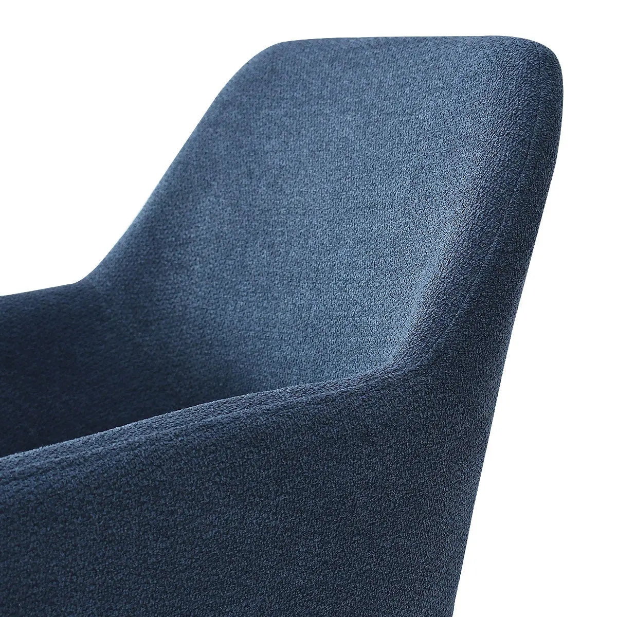 Close-up of blue Atlanta Modern Upholstered Counter Stool with Arms in textured fabric design.