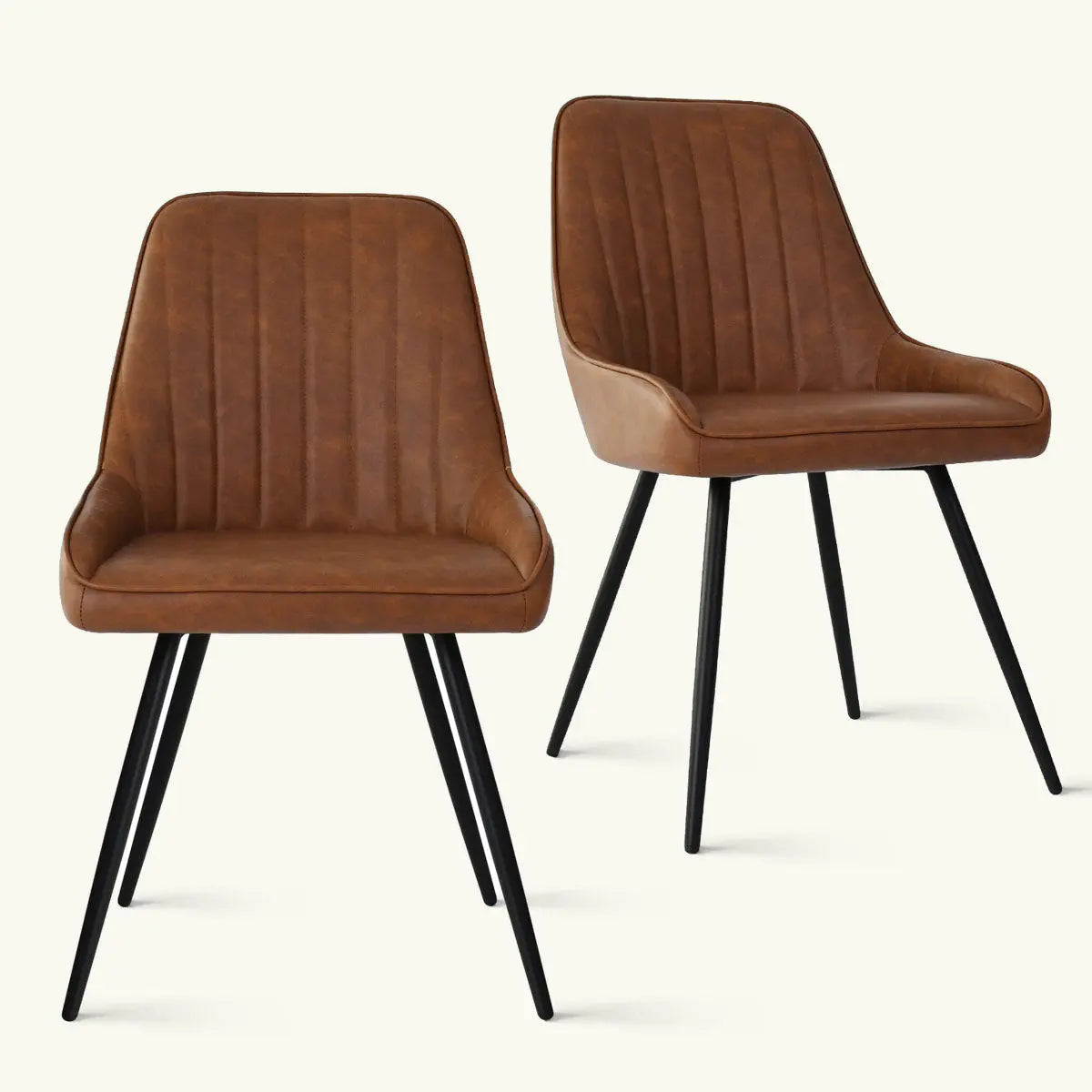 Boston Leather Dining Chairs, sleek black legs, upholstered seats, modern style, versatile design.