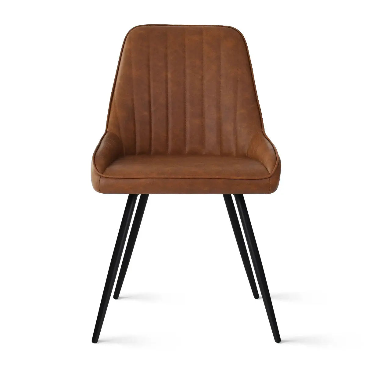 Brown leather chair from Jonesbo & Boston Modern collection, metal legs, minimalist design.