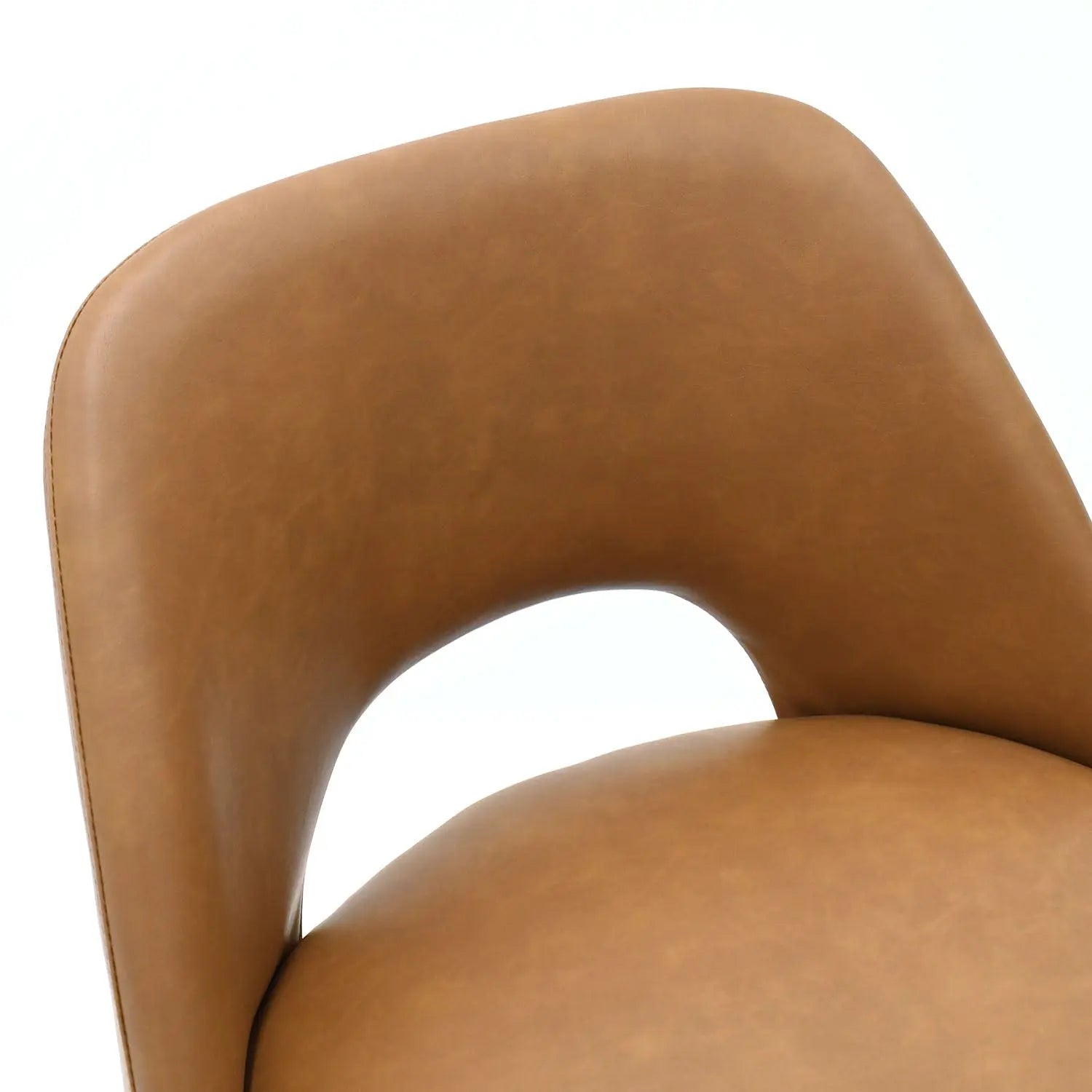 Edwin Modern Leather Counter Stool close-up with brown leather in minimal setting.