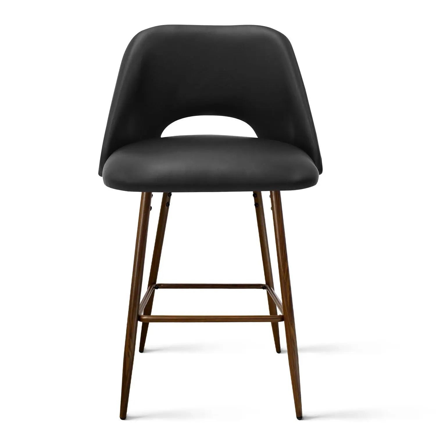 Edwin Modern Leather Counter Stool with sleek design and wooden legs for stylish kitchen seating.