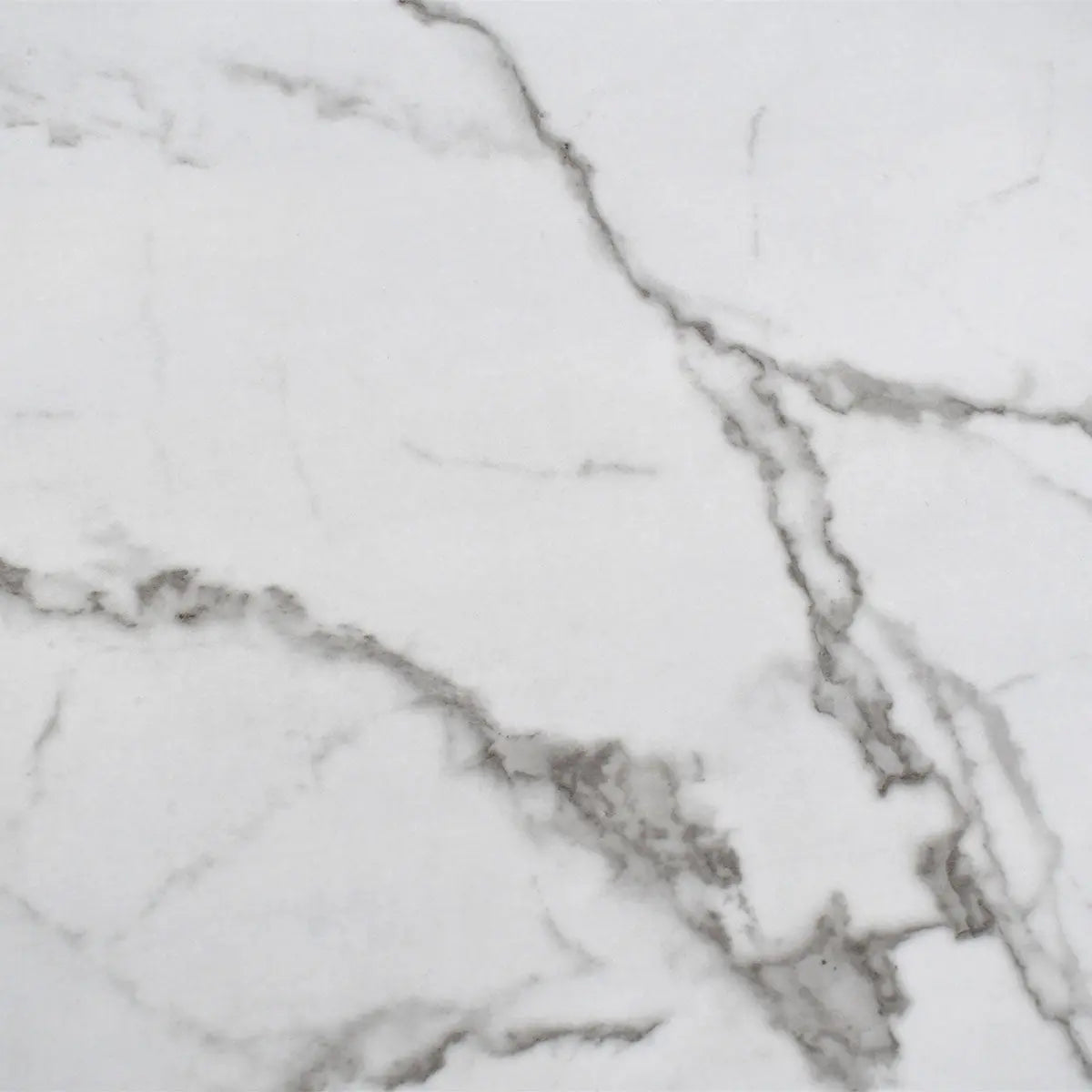 Close-up of Harris Modern Large Oval Marble Dining Table surface with grey veins, showcasing elegance.