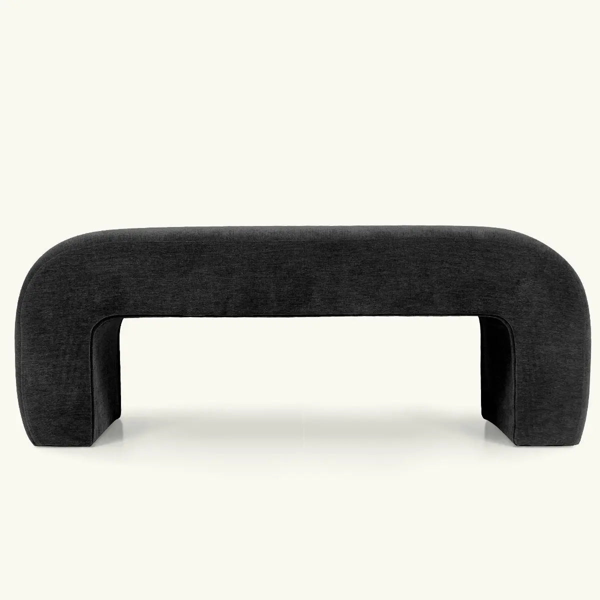 Lily Chenille Accent Waterfall Bench, dark fabric, modern style, neutral background, perfect for living rooms.