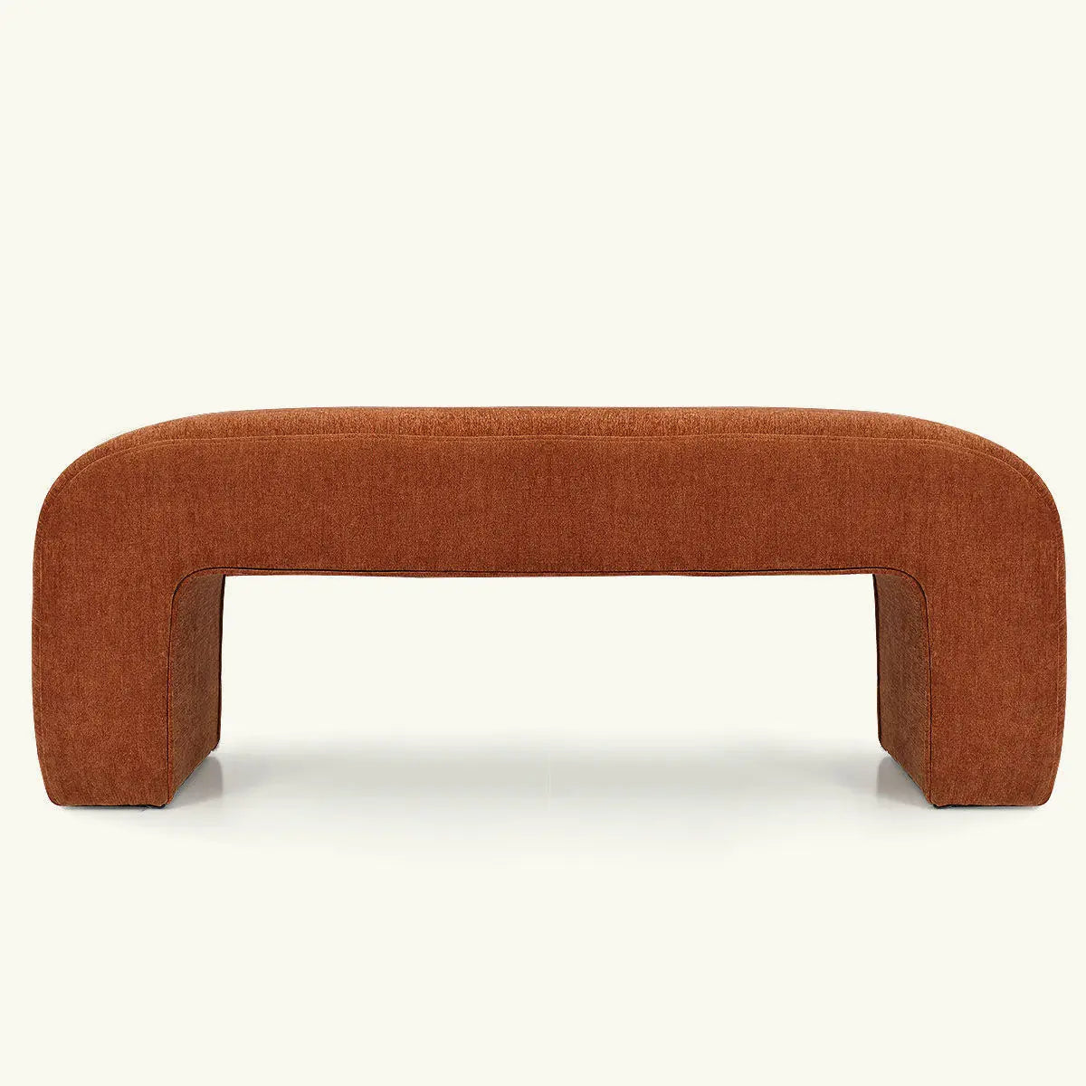 Lily Chenille Accent Waterfall Bench, rust chenille, modern design, suitable for living room.