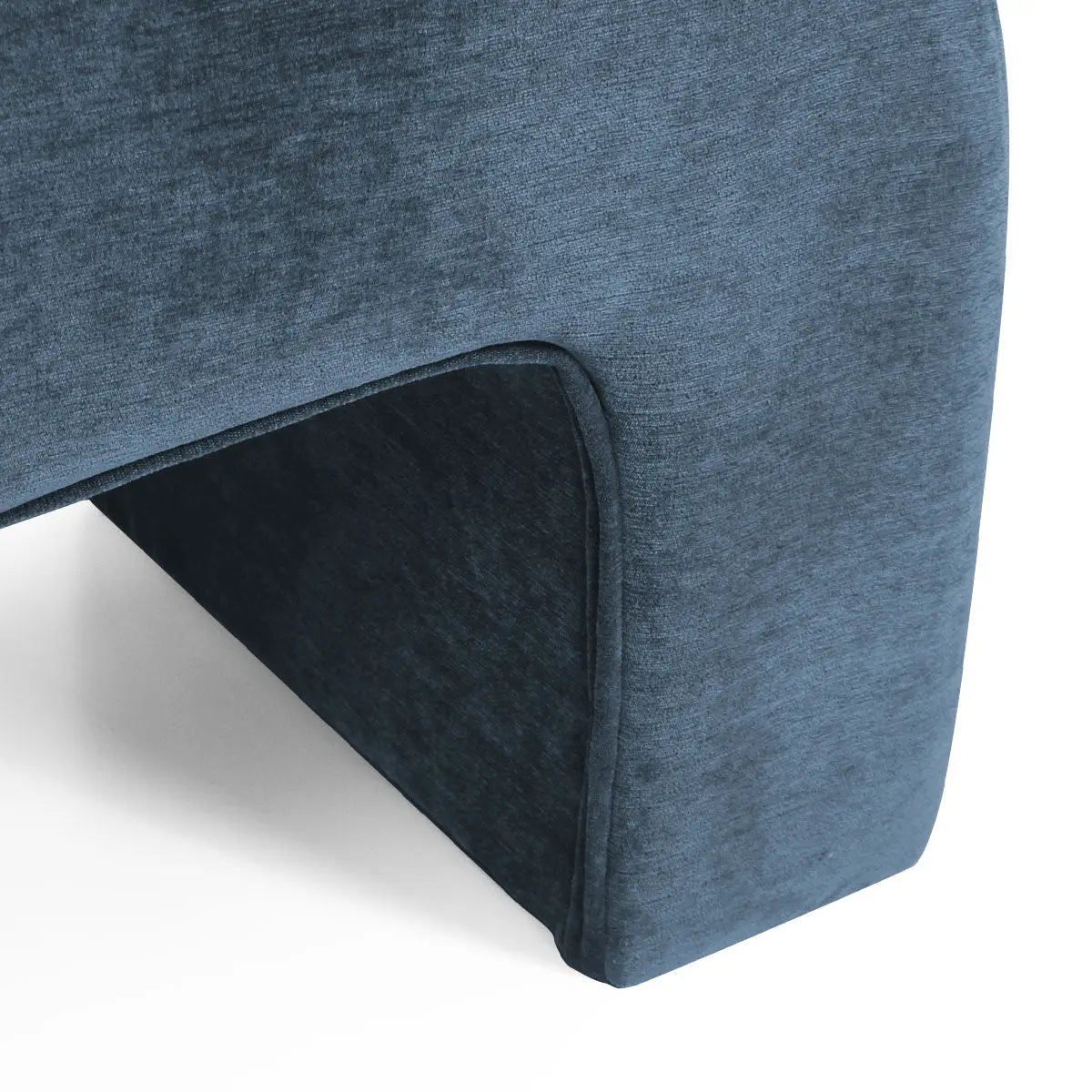 Blue Lily Chenille Accent Waterfall Bench, close-up view, textured upholstery, modern design, no background.