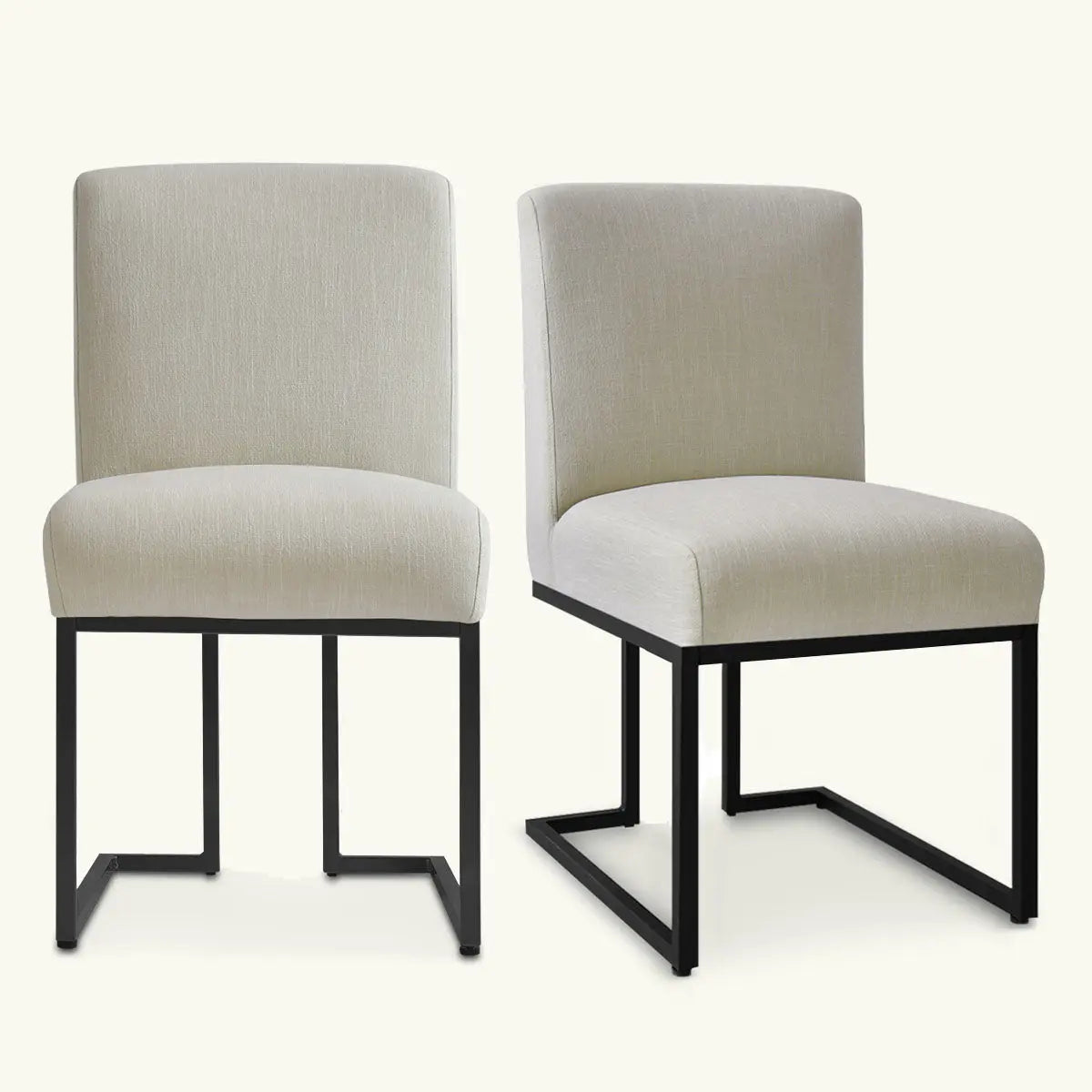 Mason dining chair with metal frame, upholstered seat; modern design in neutral setting, no background.