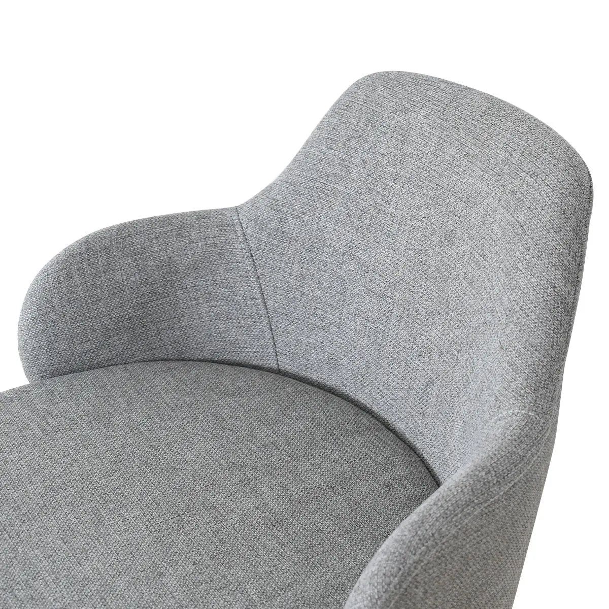 Gray Mars Upholstered Stool with arms, detailed view, showcasing sleek fabric design.