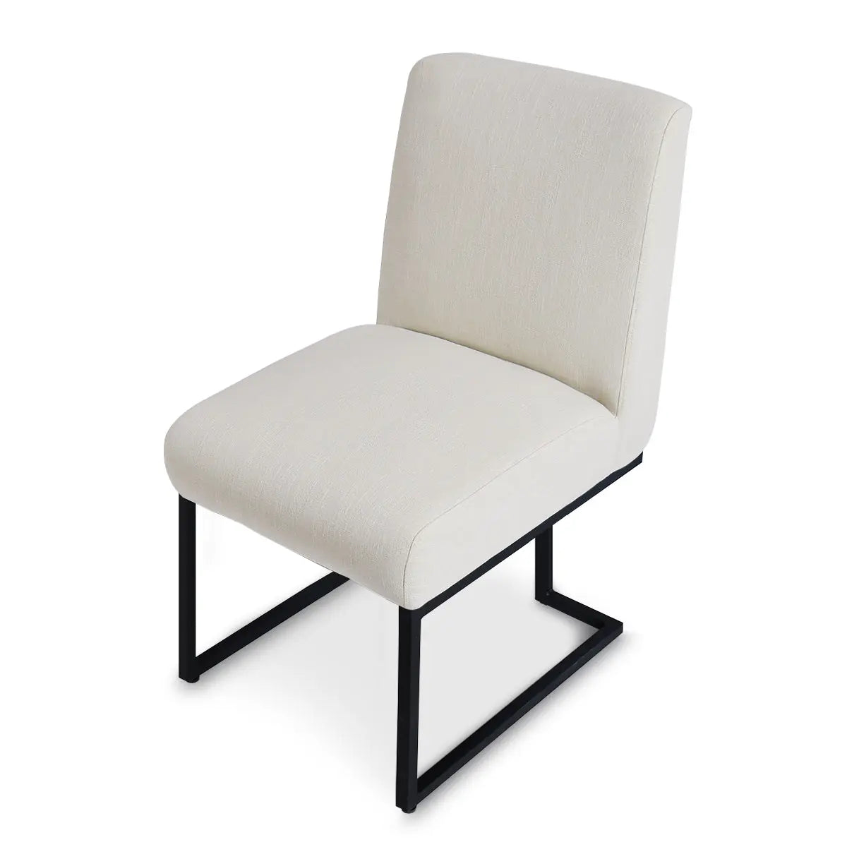 Mason Modern Metal Frame Upholstered Dining Chair with sleek design, white upholstery, and black metal frame.