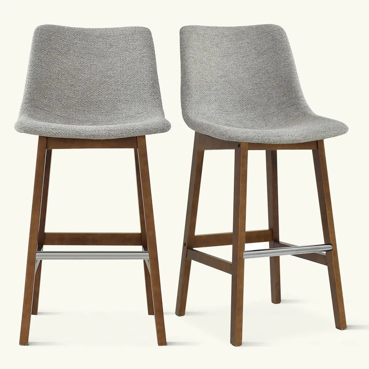 Gray South Modern Upholstered Counter Stool with wood legs, neutral background, contemporary design.