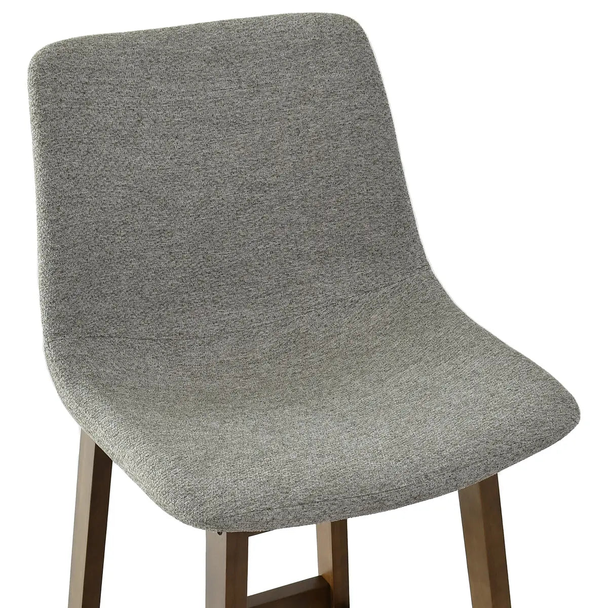 Grey South Modern Upholstered Counter Stool with wooden legs, suitable for kitchen island seating.